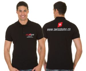 Swissbahn 001-L Poloshirt - Kurzarm schwarz - gestickt 100% Bwaumwolle