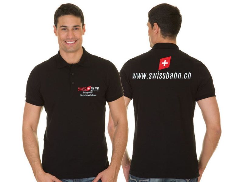 Swissbahn 001-M Polo - Manches courtes noir - brodé...