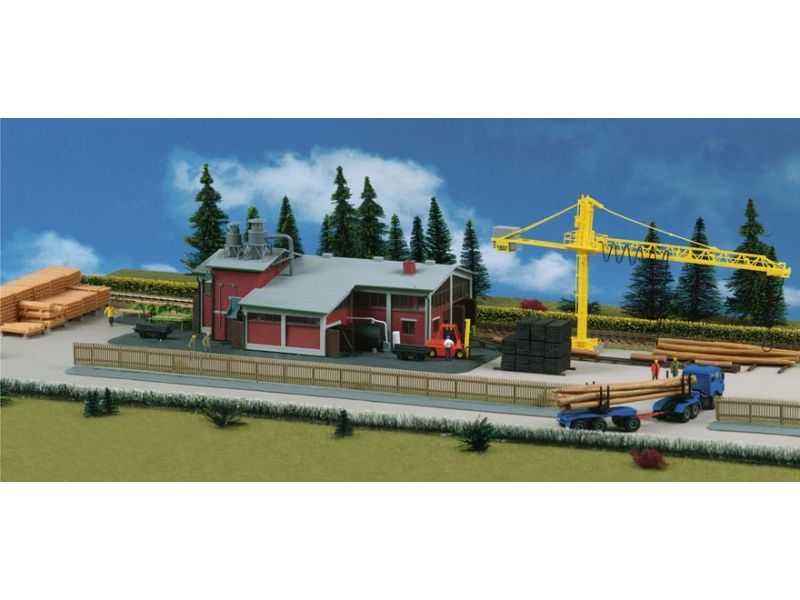 Kibri 39816 Sägewerk mit Kran, Schwellensäge und Inneneinrichtung