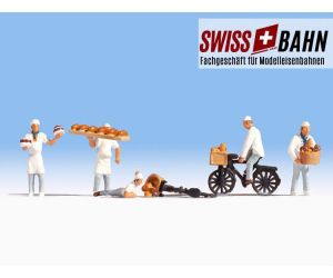 NOCH 15053 Bäcker und Gesellen mit Fahrrad - H0 - Ansicht 1