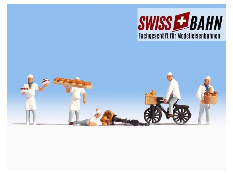 NOCH 15053 Boulanger et compagnons avec vélo - H0...