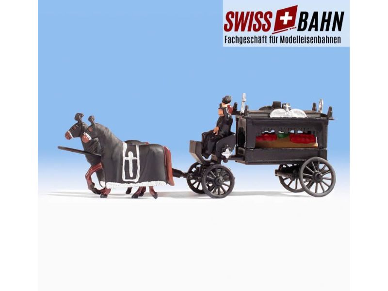NOCH 16714 Voiture funéraire avec 2 chevaux et...