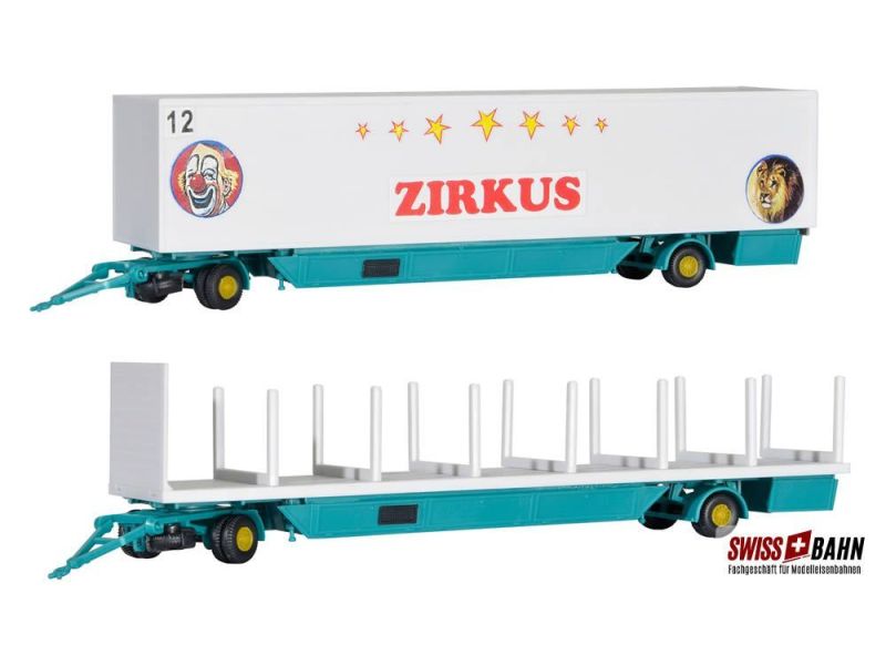KIBRI 14658 Rimorchio per camion del circo, 2 pezzi H0...