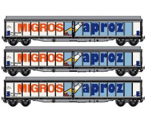 LS MODEL 37110 SBB Habis-X Migros Aproz Set mit 3 Waggons H0