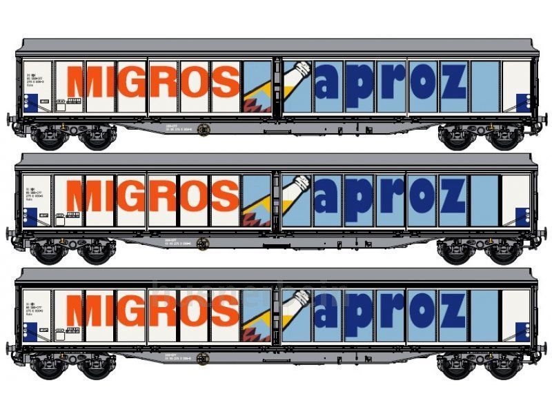 LS MODEL 37111 SBB Habis-X Migros Aproz Set mit 3 Waggons H0 Ep.V