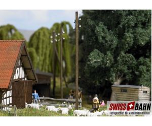 Busch 1569 Fünf Freileitungsmasten aus Echtholz H0 - Ansicht 1