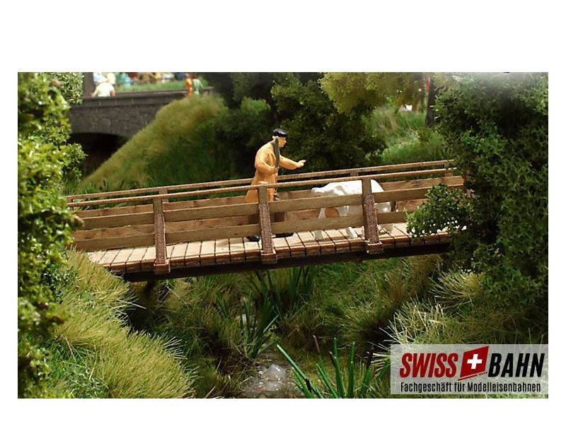 Busch 1497 Pont en bois romantique avec tête de pont H0