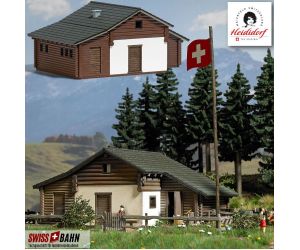Busch 1443 Grosse Almhütte "Heidialp" Koloriert H0