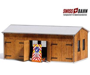Busch 11456 Moderne Fahrzeughalle aus Holz - H0