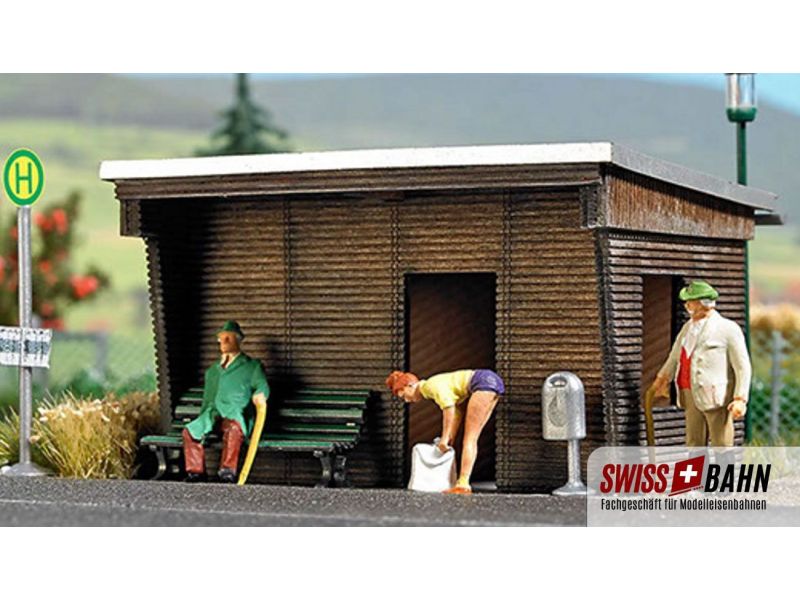 BUSCH 1458 Kit d'arrêt de bus, bois véritable 1:87