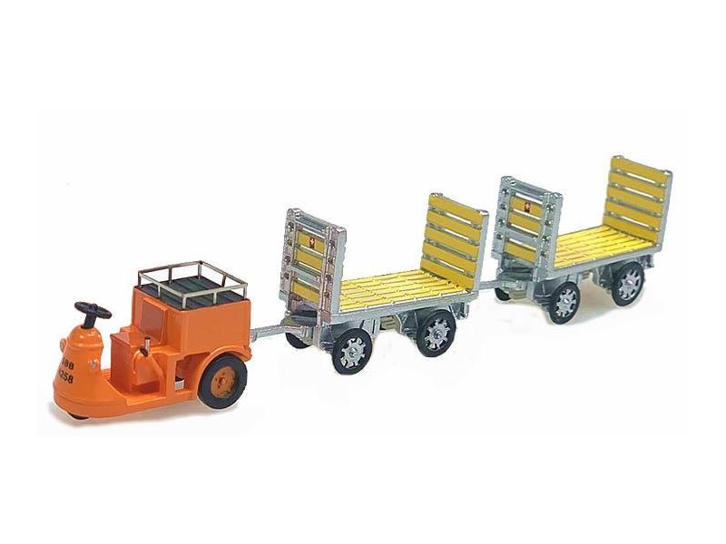 ACE 008703 SBB NEFAG Schlepper 3-Rad mit 2 Trolleys orange, H0