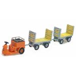 ACE 008703 SBB NEFAG Schlepper 3-Rad mit 2 Trolleys orange, H0