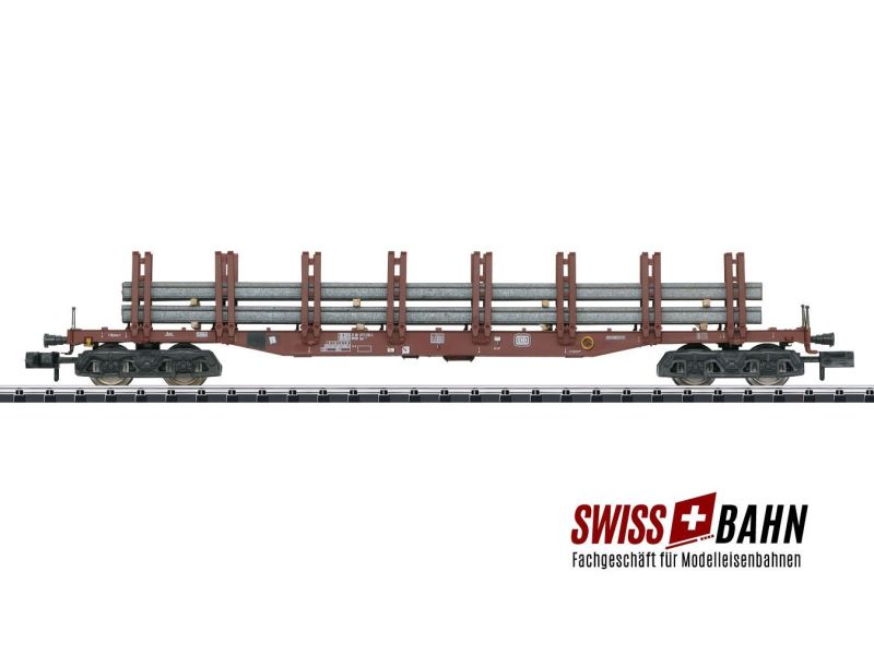 Minitrix 15484.2 Carro con doppie traverse Snps 719, trasporto di acciaio