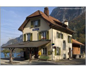 Swissbahn 43515 -1 - Fertigmodell Bahnhof Därligen H0 (Schweiz) - Ansicht 1