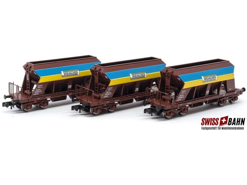 JC 66301.1 Coffret de wagons à gravier de Weiach, 3 pièces, époque 5