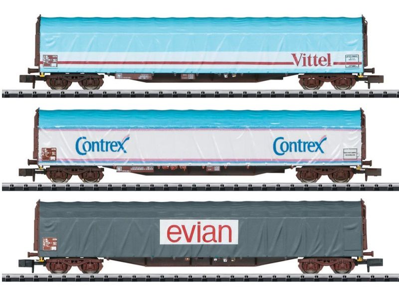 Minitrix 15375 : coffret de wagons à bâche coulissante, Vittel