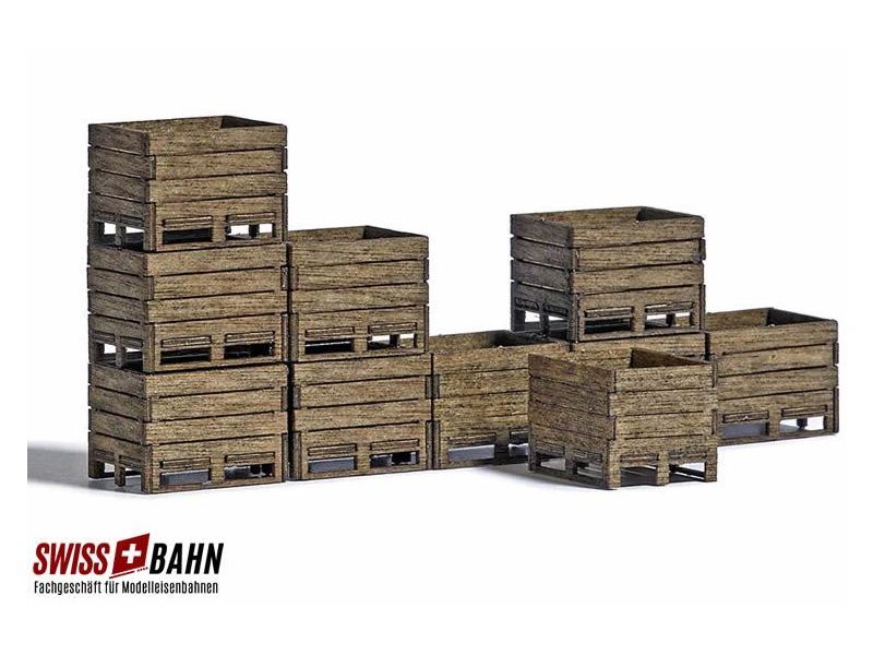 BUSCH 1980 Dix caisses en bois véritable - H0