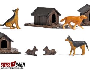 Busch 1197 Hunde-Set mit Hütte H0 - Ansicht 1