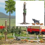 Busch 7958 Wildschweinrudel jagt Jäger H0