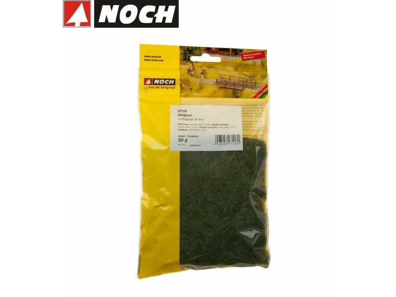 NOCH 07118 Erba selvatica verde medio 9mm, 50g...