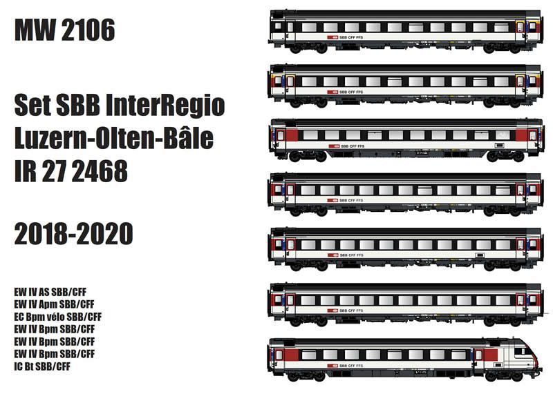 LS MODELS 2106 Set di carrozze passeggeri SBB 7 pz. IR...
