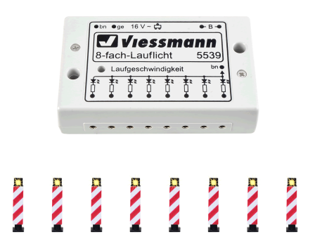 VIESSMANN 5040 Warnbaken, 8 Stück mit Lauflichtelektronik