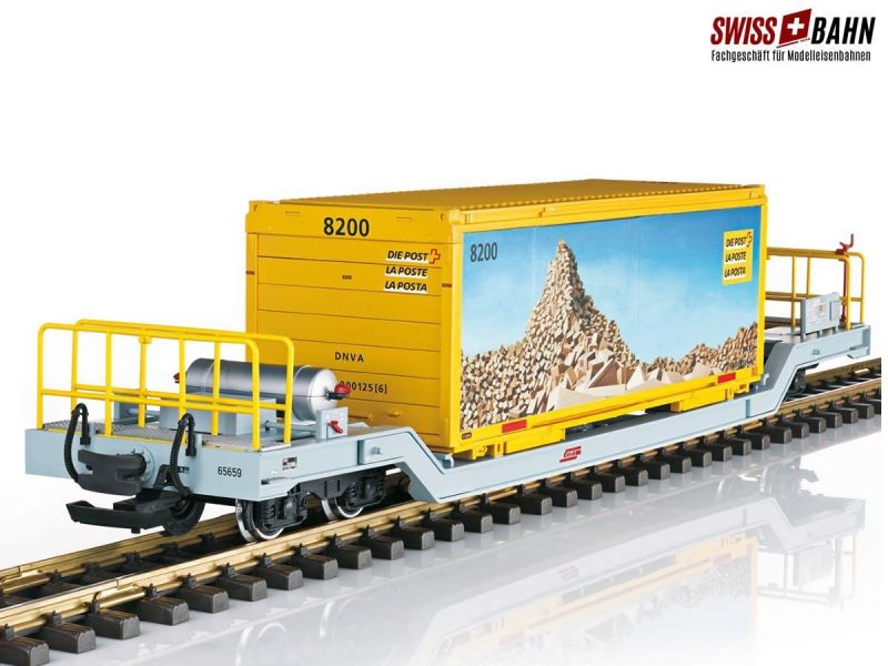 Autocarro portacontainer LGB 45925 RhB 'Swiss Post'