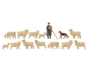 FALLER 151901 Schäfer mit Hirtenhund, Schafe, H0 - Ansicht 1