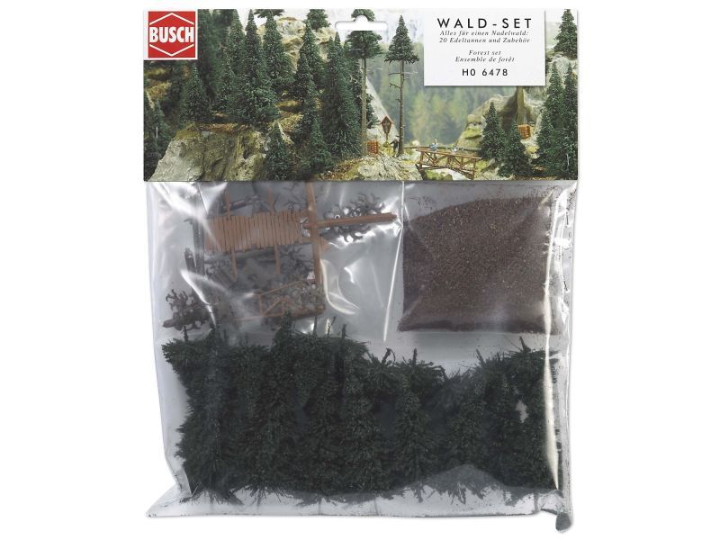 BUSCH 6478 Wald-Set mi Tannen und Zubehör