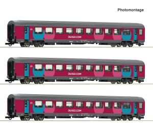 Roco 6200025 SNCF Personenwagen-Set 'OUIGO' 3-tlg. - Quigo.com Frankreich