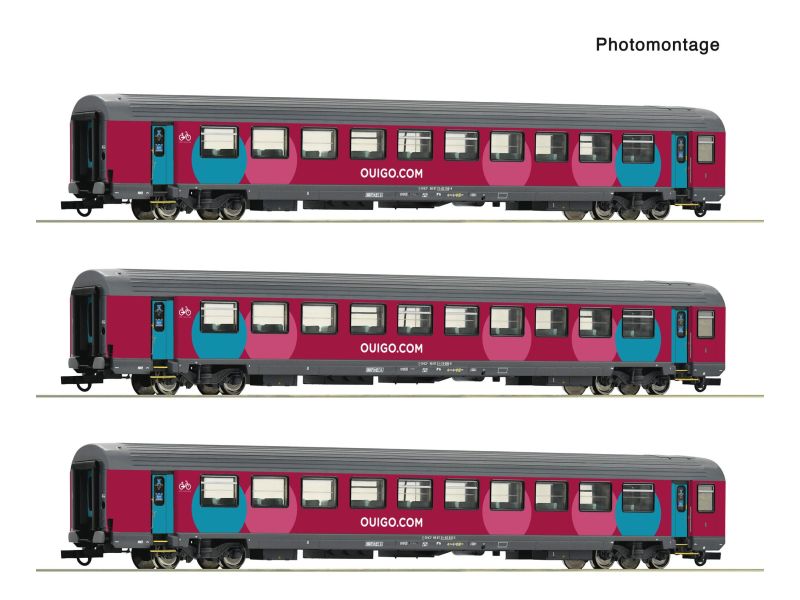 ROCO 6200025 Set di carrozze passeggeri SNCF 'OUIGO' 3 pz