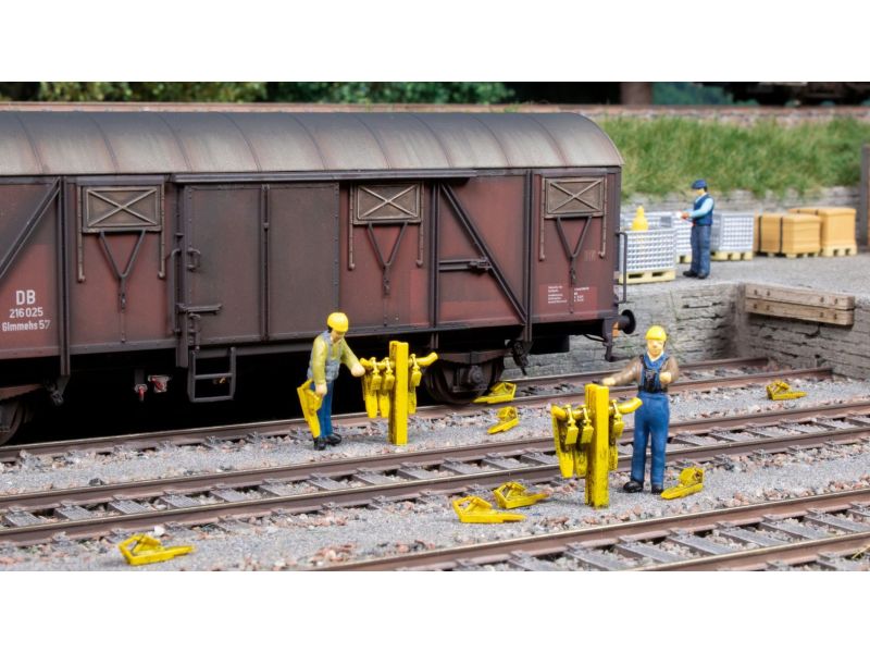 NOCH 13606 Miniatur Hemmschuh-Set – H0. Realitische Set für die Modelleisenbahn