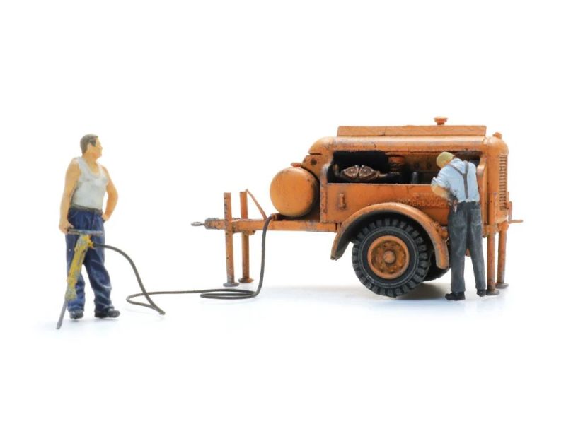 ARTITEC 387.611 Kompressoranhänger mit Drucklufthammer + 2 Figuren