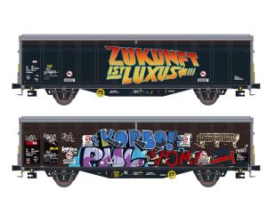 HOBBYTRAIN 24669 SBB Schiebewandwagen mit Graffiti - Detailansicht 2