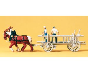 PREISER 30436 Leiterwagen mit Figuren und Pferden - Ansicht 1