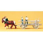 PREISER  30436 Leiterwagen mit Figuren und Pferden