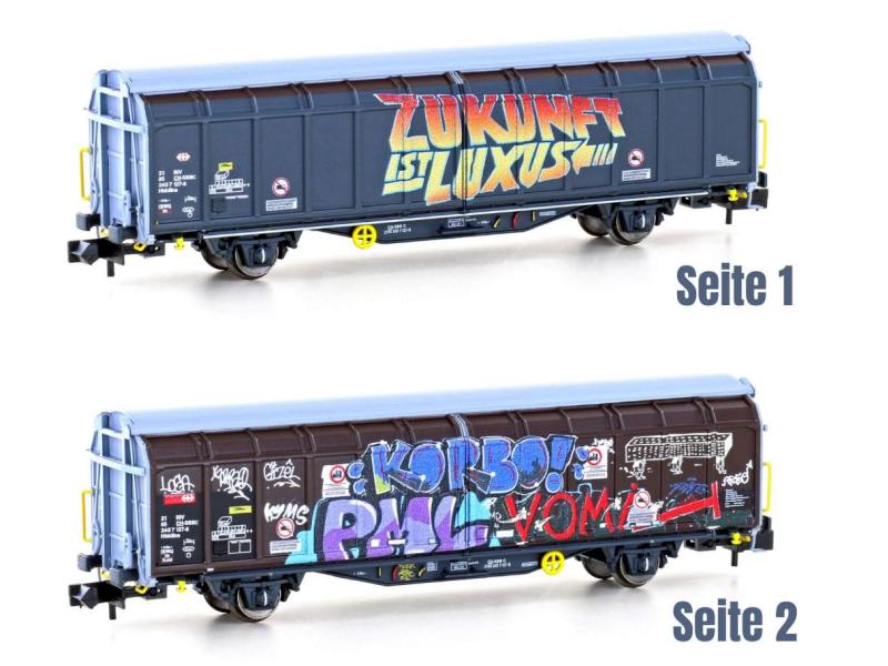 HOBBYTRAIN 24669 Wagon à parois coulissantes des CFF avec graffitis