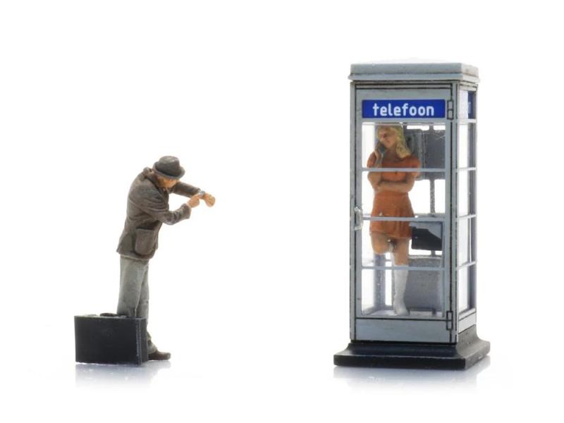 ARTITEC 387.624 PTT-Telefonzelle 70er Jahre + 2 Figuren