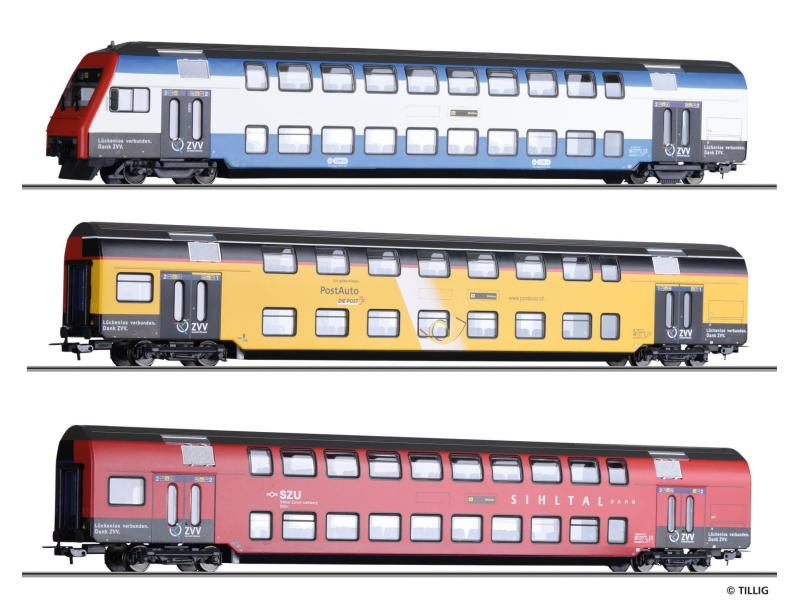 TILLIG 70038 SBB ZVV set di carrozze a due piani (ACD)