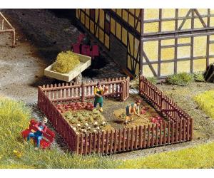 NOCH 13010 Rundholzzaun Holz, handbemalt H0