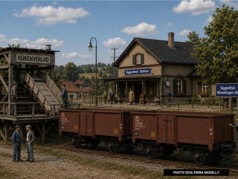 BRAWA 48640 SBB Set-Güterwagen mit Ladegut "Rüben"