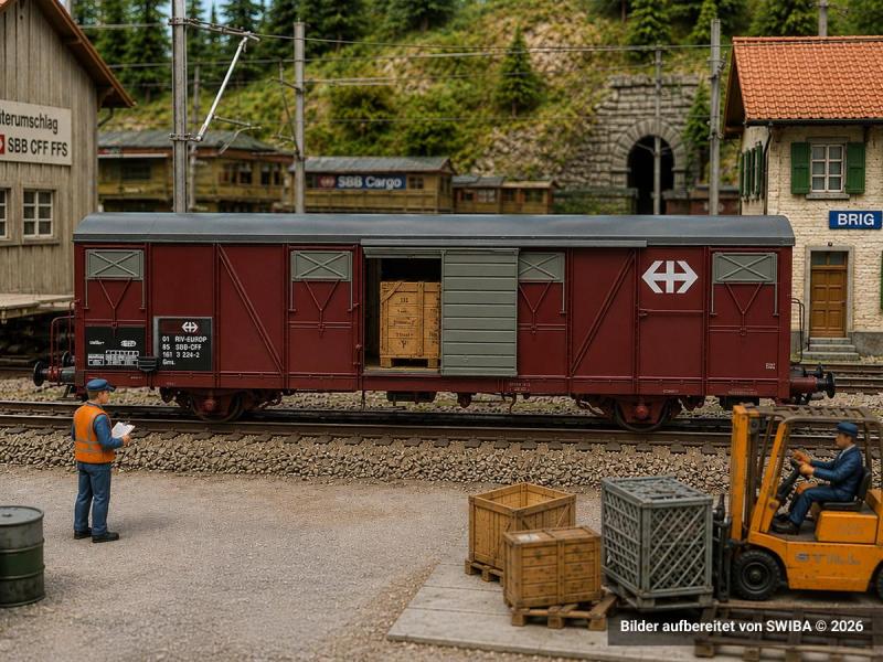 Wagon de marchandises SBB vieilli Exact-train 22033, H0