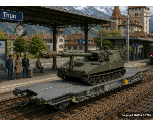 PIKO 96699-12 SBB Transportwagen, CH PzH M109
