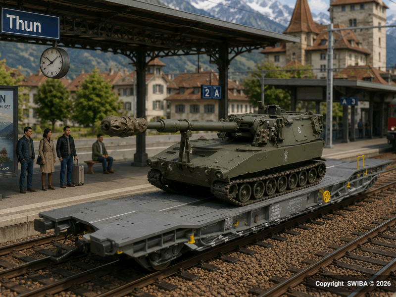 PIKO 96699-12 SBB Wagon de transport, CH PzH M109