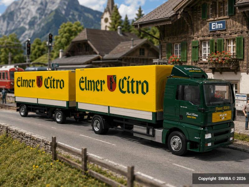AWM 55104 MAN TGA XL camion remorque à plateau - Elmer...