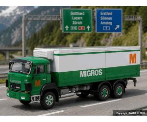 ACE 2389 Saurer D330B F6x4 Frigo Migros, H0 - Ansicht 1