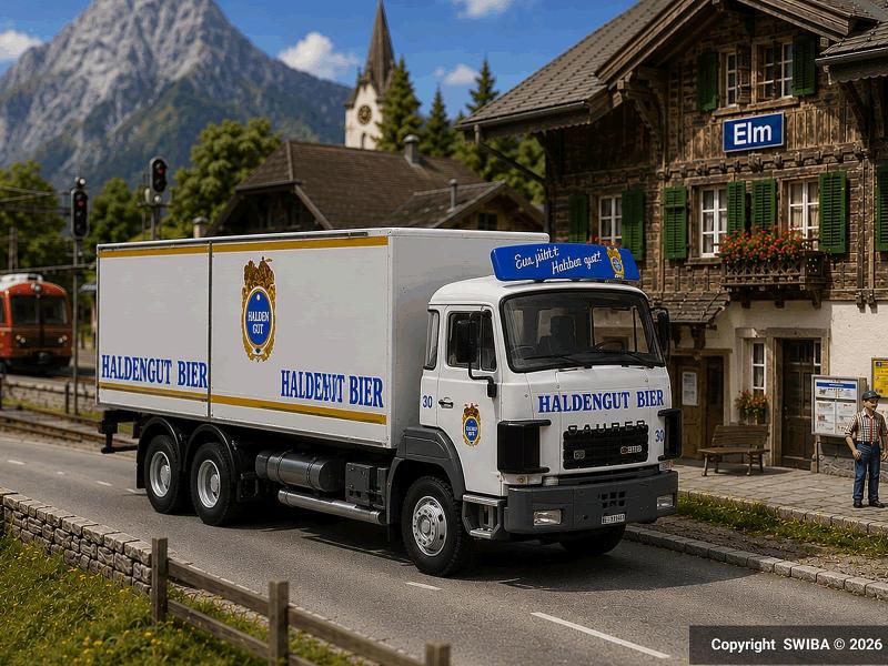 ACE 2390 Saurer D330B F6×2 Frigo Haldengut Bier, H0