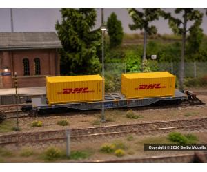 Minitrix 18405.2 SBB Containertragwagen DHL - Sgnss (N) - Ansicht 1
