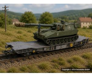 PIKO 96699 -13 SBB Transportwagen mit PzH M109 (AC) - Ansicht 1