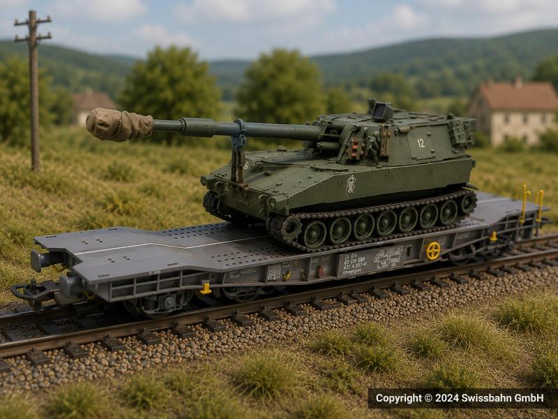 PIKO 96699 -13 SBB Transportwagen mit PzH M109 (AC)